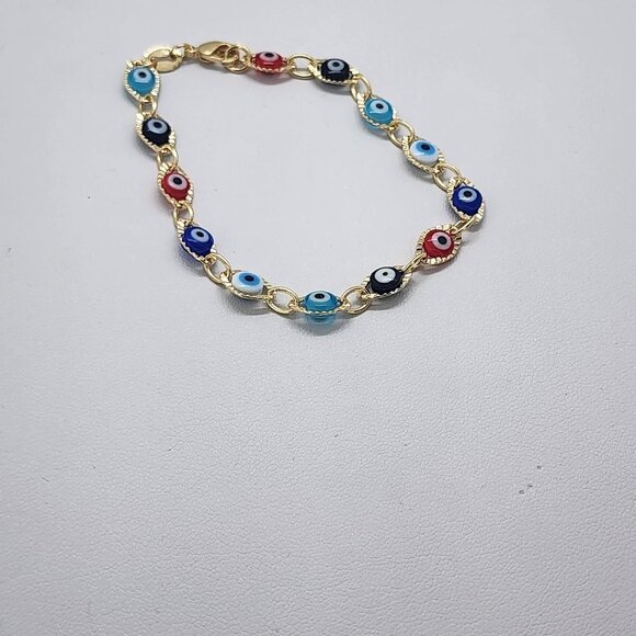 Brand New Brazilian 18k Gold Filled Multi Color Evil Eye Bracelet - Picture 4 of 5